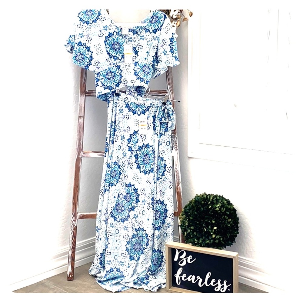 2 Piece Boho American Rag Wrap Skirt and Top